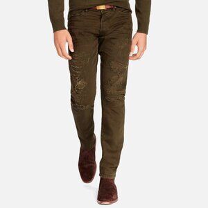 Polo Ralph Lauren Jeans Slim Fit Patchwork Green Button Fly 33